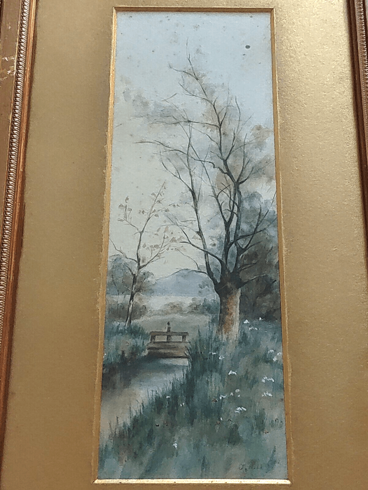 Antique Pair Signed Watercolour Forest Landscape Art Paintings Edwardian Frames - Tommy's Treasure