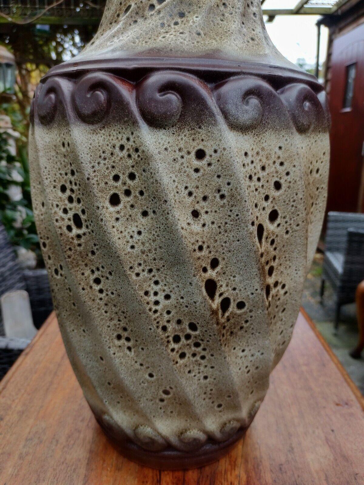 XXXL West German Fat Lava Glazed Carstens Vintage 1960s Pottery Floor Vase - Tommy's Treasure