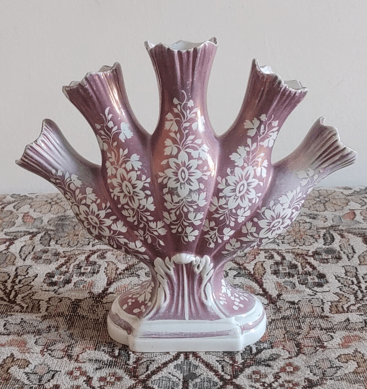 c.1810-1820 Staffordshire Pink Lustre Quintal Tulipiere Antique Pottery Vase - Tommy's Treasure