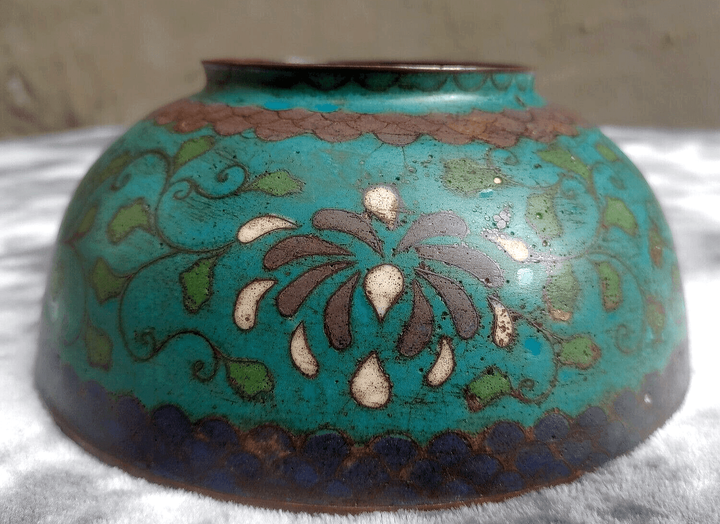 Chinese 16th / 17th Century Ming Dynasty Antique Cloisonne Enamel Bowl - 7.25" - Tommy's Treasure