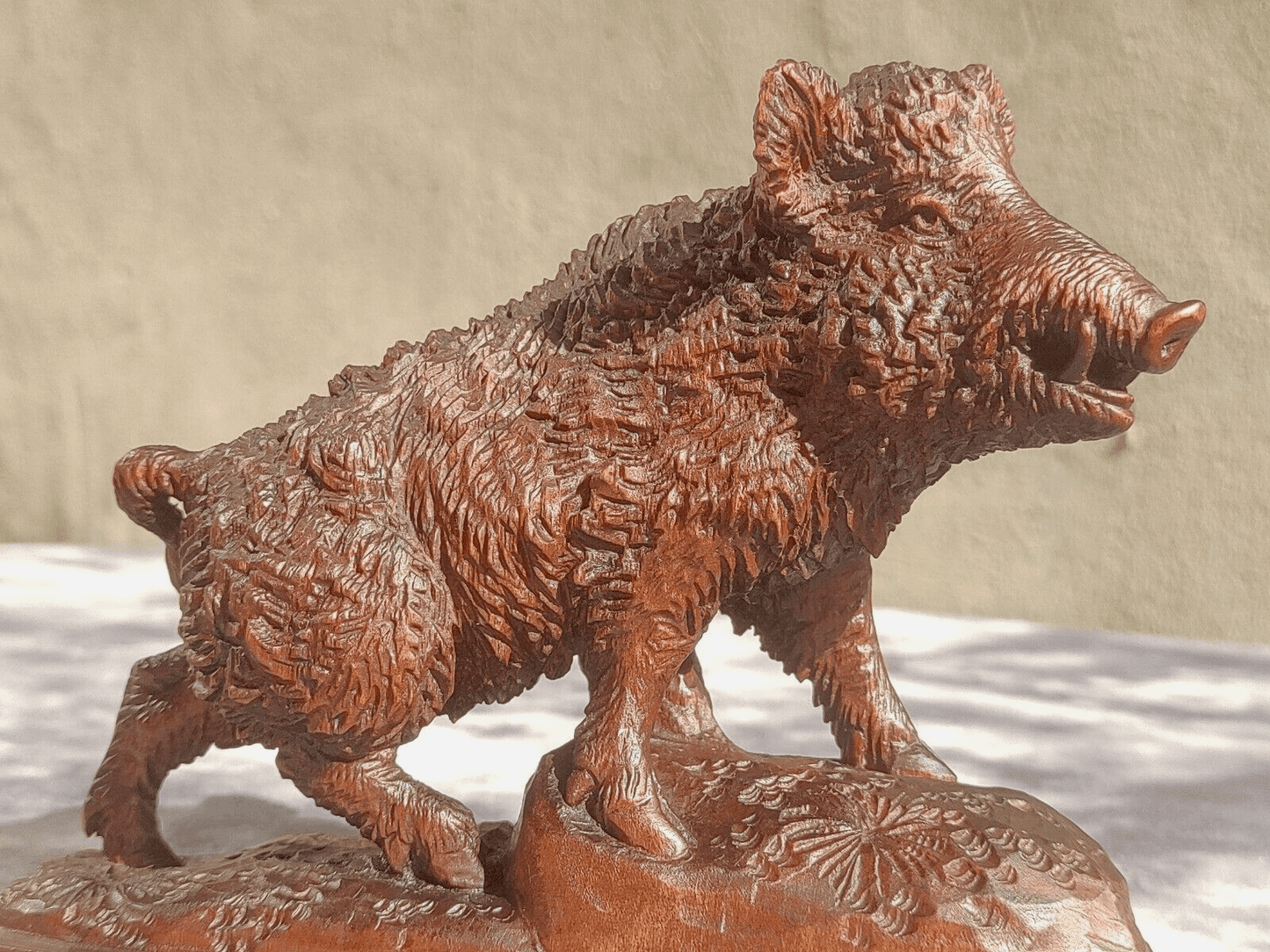 19th Century Black Forest Antique Carved Wood Swiss Brienz Wild Boar Hog Figure - Tommy's Treasure
