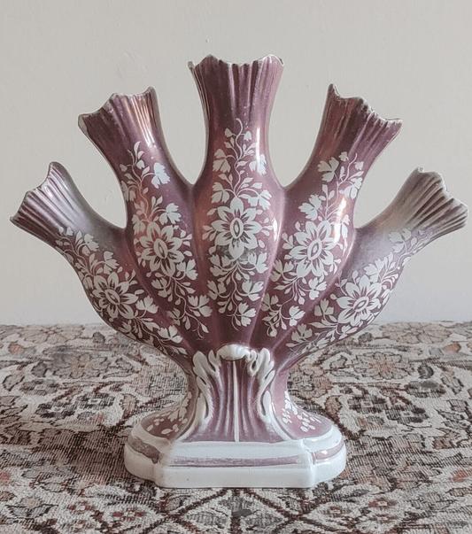 c.1810-1820 Staffordshire Pink Lustre Quintal Tulipiere Antique Pottery Vase - Tommy's Treasure