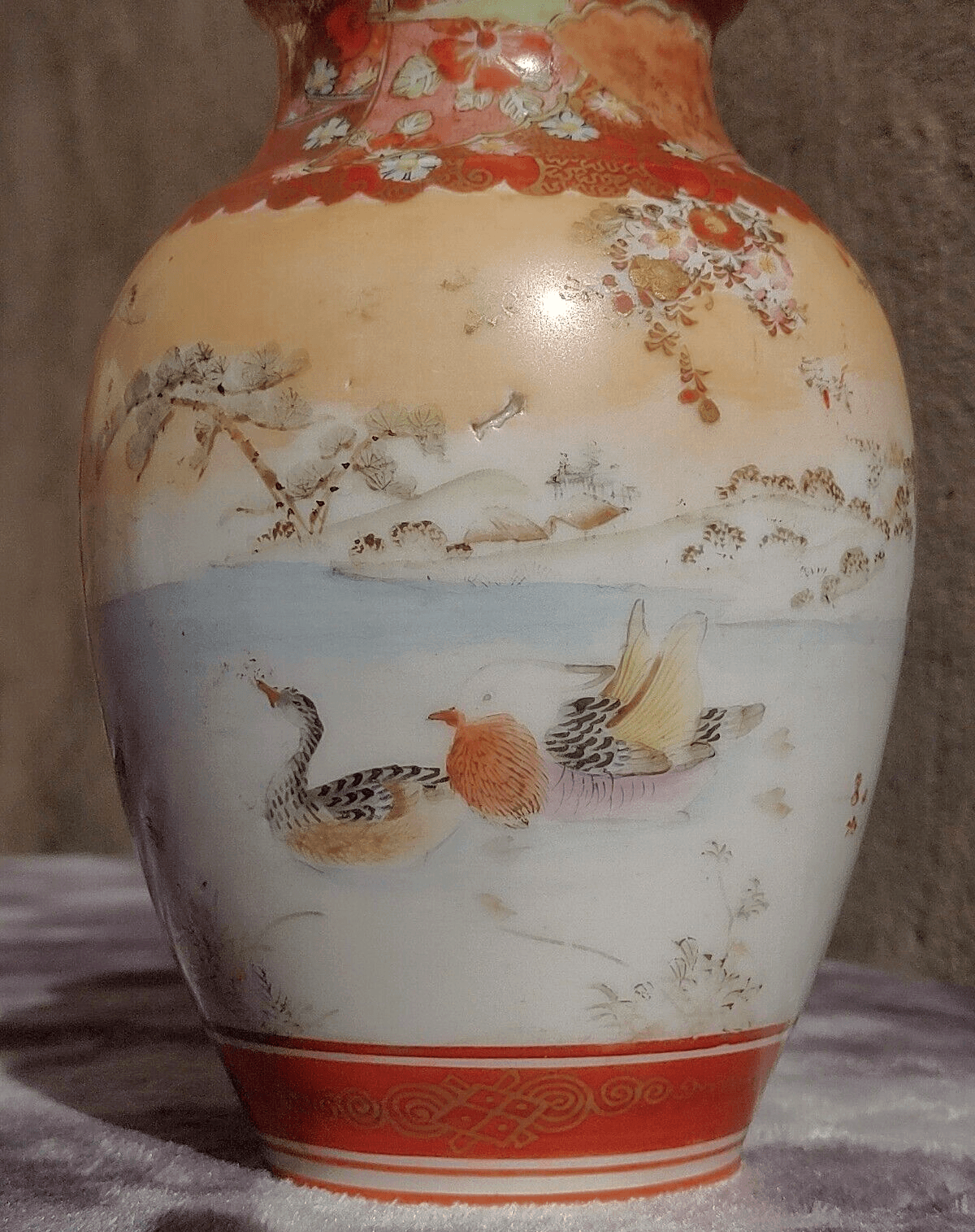 Antique Pair of Japanese Meiji Period Signed Kutani Tsukuru Quail Vases 15.5 cm - Tommy's Treasure