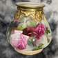 Antique Royal Worcester England Fine Hand Painted Floral Hadley Roses Gilt Vase