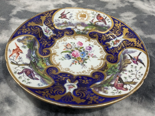 Early 19th Century Antique English Coalport Lobed Porcelain Plate Scottish Crest