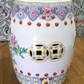 Taburete de jardín chino del siglo XX de porcelana Famille Rose con pavos reales y forma de barril