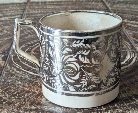 Georgian c1810 Silver Lustre Staffordshire Pearlware Antique Pottery Ceramic Mug