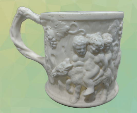 Rare Minton Antique 19th Century Parian Ware Porcelain Bacchus Tankard Mug c1835