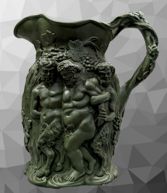 Minton Antique 19th Century Parian Porcelain Bacchus Relief Moulded Pitcher Jug