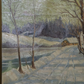 Original 20th Cent Danish Oil Canvas Painting Regnar Jacobsen Winter Landscape