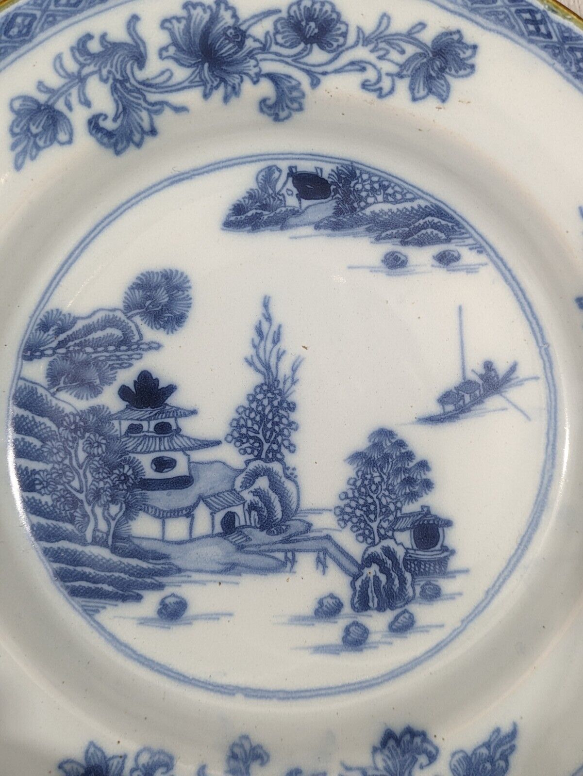 Antique 18th Century Chinese Blue & White Landscape Porcelain Plate Dish 23 cm