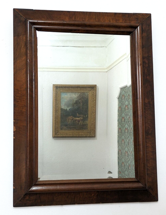 Early 19th Century English Mahogany Bevelled Wall Mirror Antique Glass 81.5 x 60