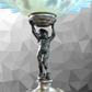 Antique WMF Art Nouveau Figural Silver Plate Cherub Bowl Enamelled Blue Glass