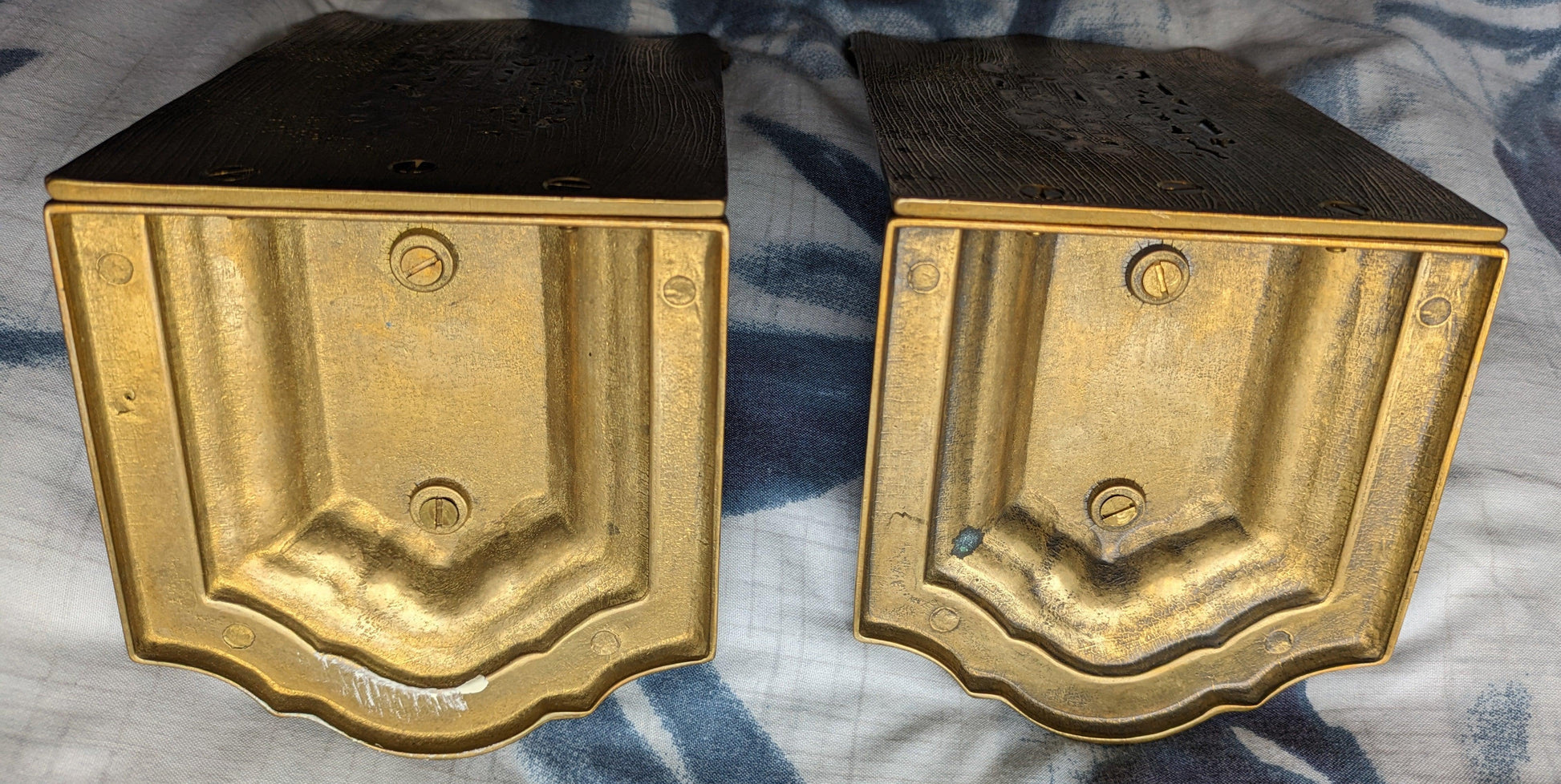 Antique 1920s French Pierced Brass Mythological Gothic Winged Griffin Bookends - Tommy's Treasure