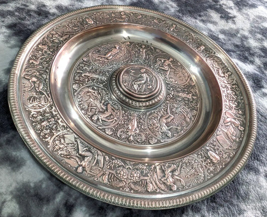 Antique Temperance Basin Rosewater Dish Wimbledon Trophy Silver Plated Copper