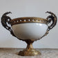 French Louis XVI Antique Style Ceramic Brass Centrepiece Compote Bowl Urn