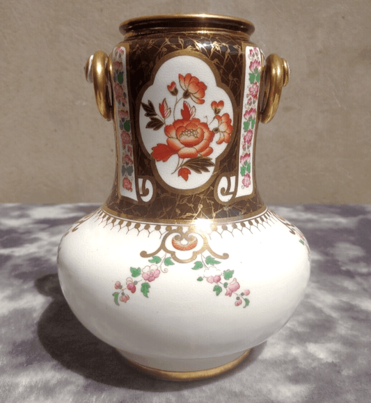 19th Century Victorian Antique Wedgwood Black Imari Ceramic Pottery Vase - 20.5 cm - Tommy's Treasure