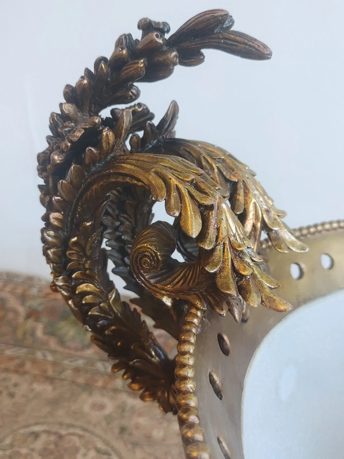 French Louis XVI Antique Style Ceramic Brass Centrepiece Compote Bowl Urn