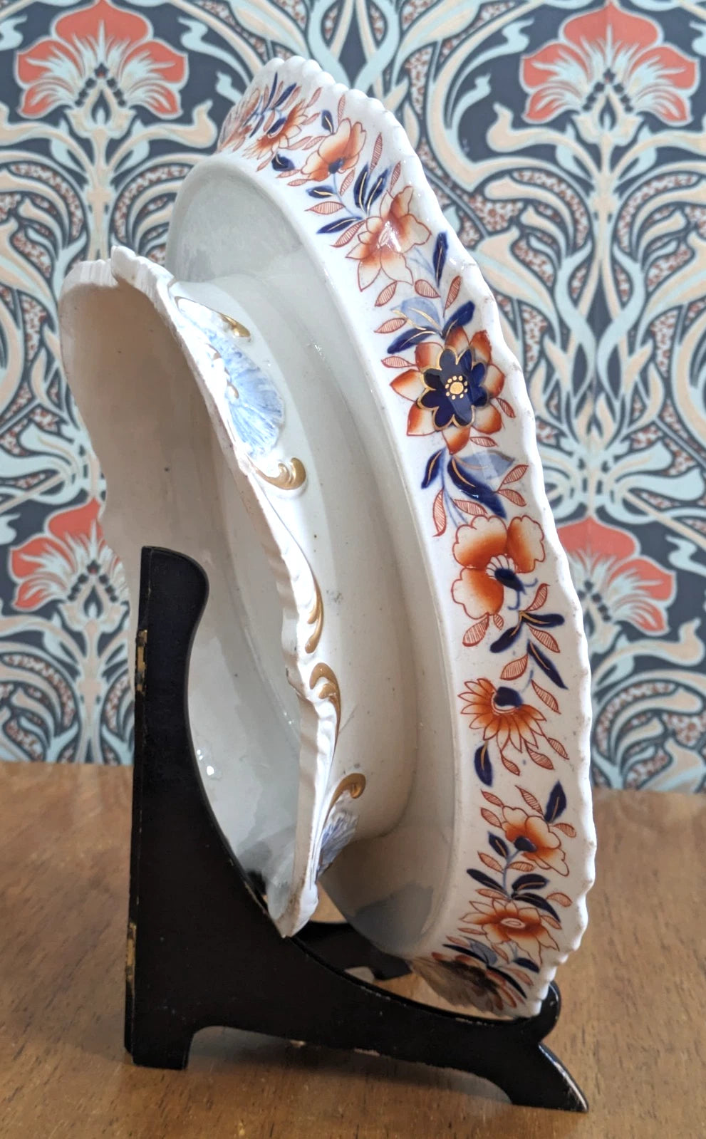 Georgian Hicks & Meigh Ironstone Pedestal Cake Stand Plate English Imari Antique