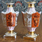 Small Pair French 19th Century Porcelain Bud Vases Scent Perfume Bottles Antique