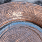 Antique Islamic Ottoman Tinned Copper Dish Engraved Calligraphy Script Animals - Tommy's Treasure