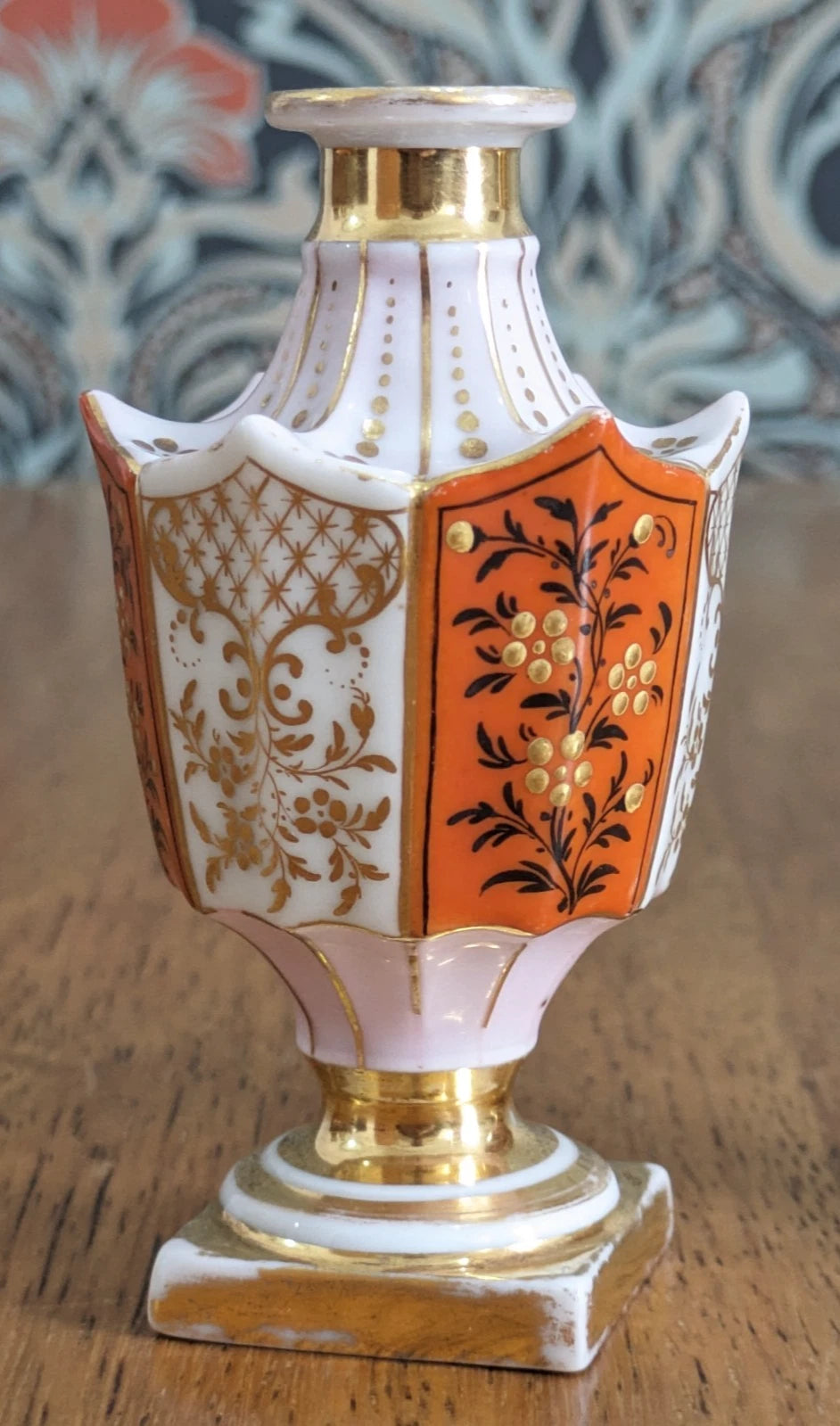 Small Pair French 19th Century Porcelain Bud Vases Scent Perfume Bottles Antique