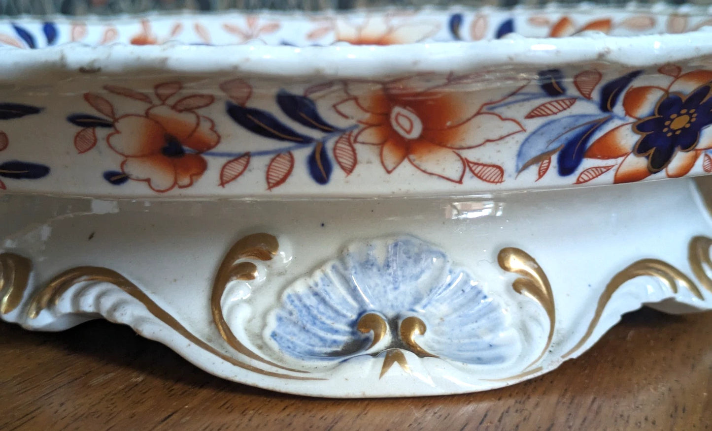 Georgian Hicks & Meigh Ironstone Pedestal Cake Stand Plate English Imari Antique