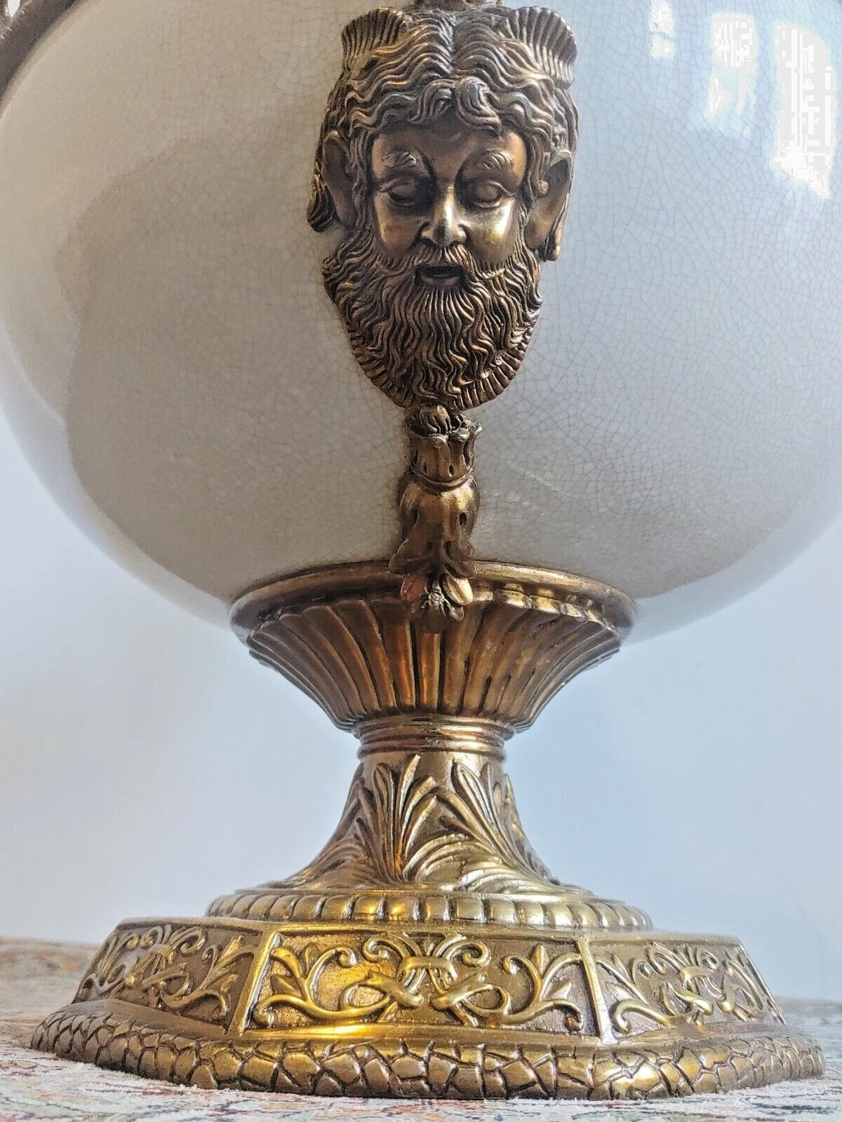 French Louis XVI Antique Style Ceramic Brass Centrepiece Compote Bowl Urn