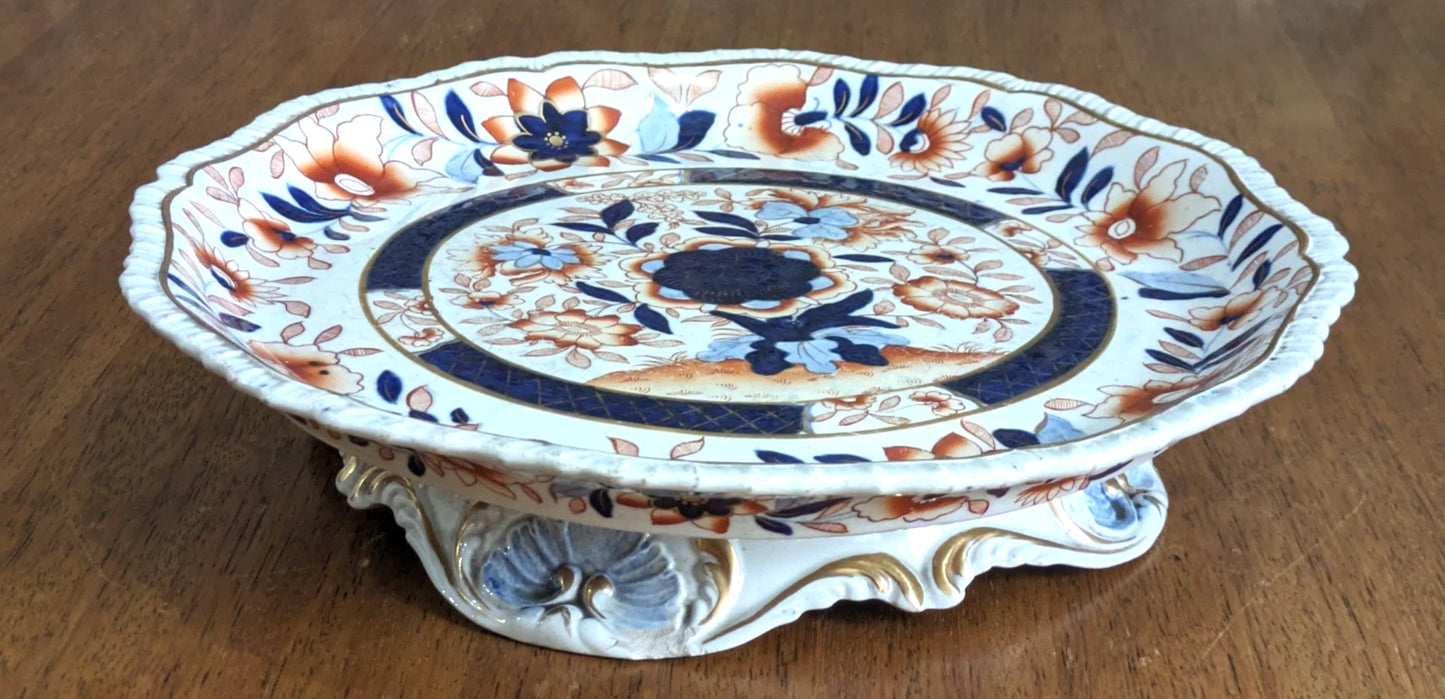 Georgian Hicks & Meigh Ironstone Pedestal Cake Stand Plate English Imari Antique