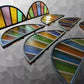 5x 19th Century Stained Glass Demi Lune Cast Iron Window Arch Panels