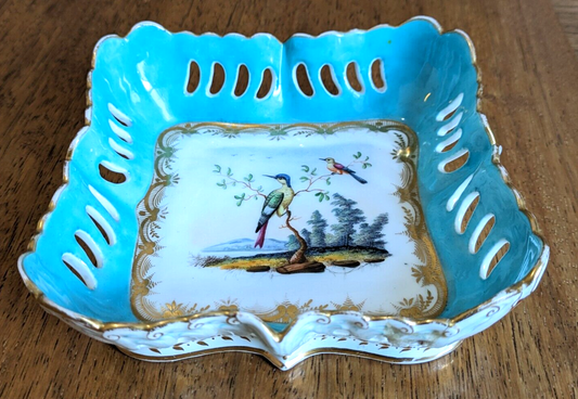 Rare 19th Century Coalport Feltspar Porcelain Pierced Dish Handpainted John Rose