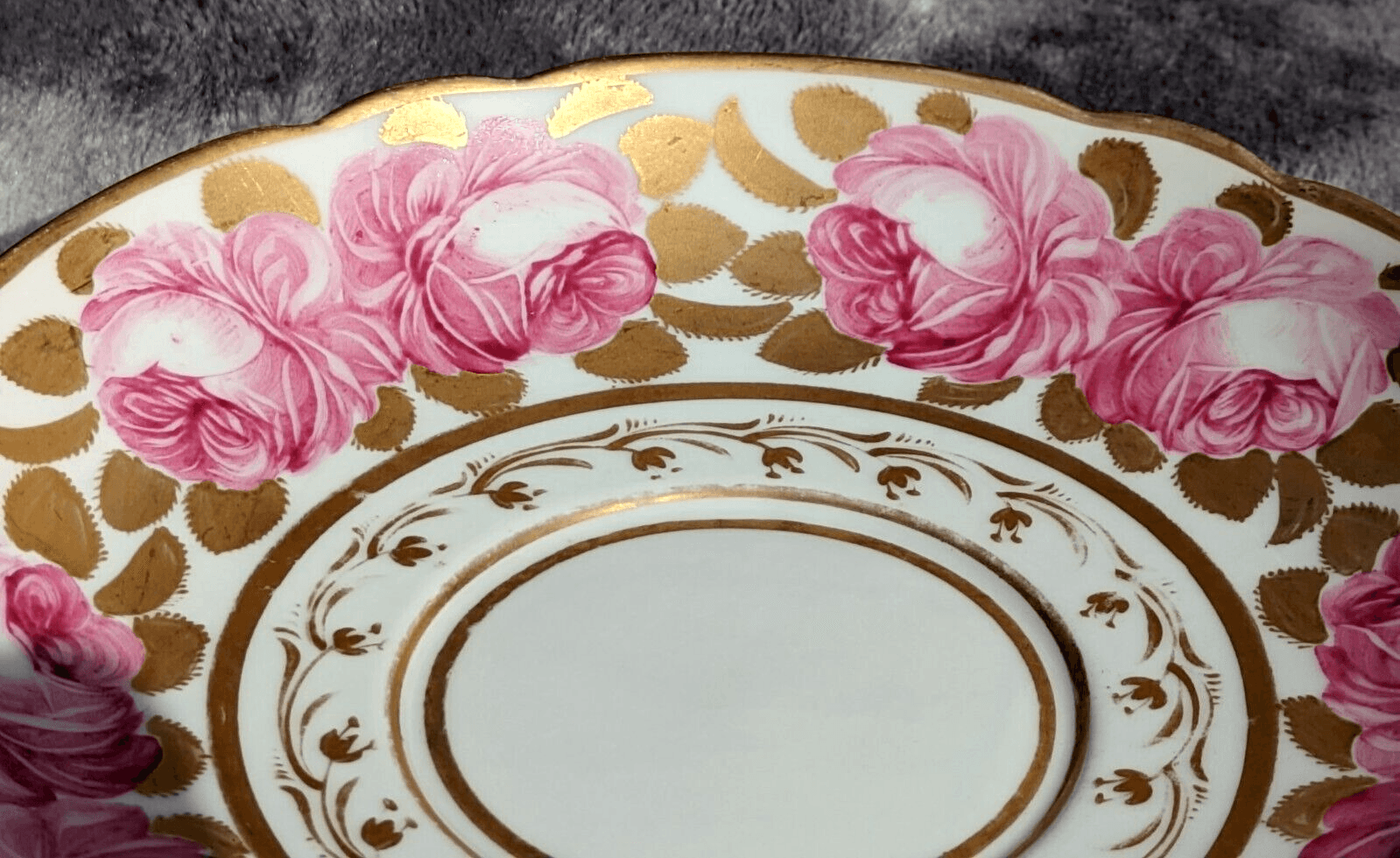 19th Century Paris Porcelain Antique Cup & Saucer Painted Gilt Billingsley Rose - Tommy's Treasure