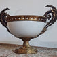 French Louis XVI Antique Style Ceramic Brass Centrepiece Compote Bowl Urn
