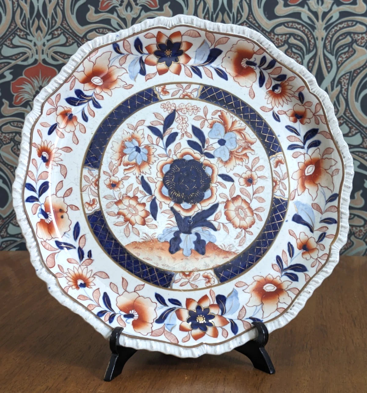 Georgian Hicks & Meigh Ironstone Pedestal Cake Stand Plate English Imari Antique