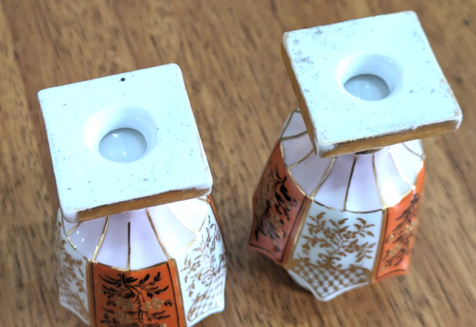 Small Pair French 19th Century Porcelain Bud Vases Scent Perfume