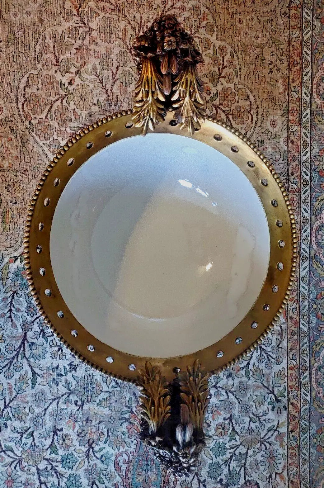 French Louis XVI Antique Style Ceramic Brass Centrepiece Compote Bowl Urn