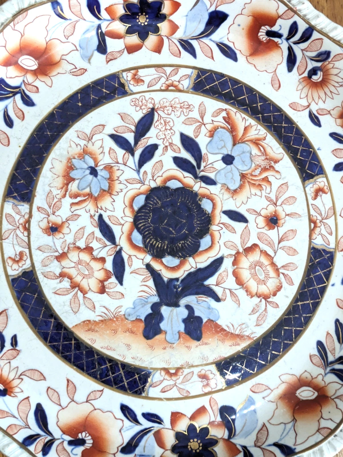 Georgian Hicks & Meigh Ironstone Pedestal Cake Stand Plate English Imari Antique