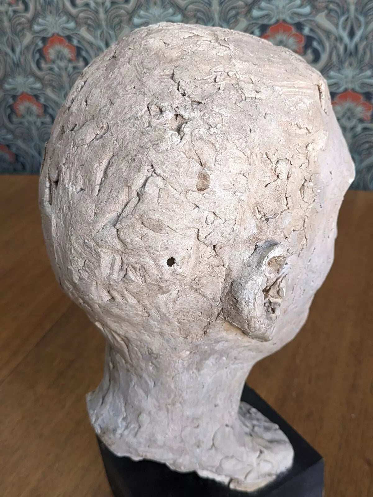 Vintage Mid 20th Century Original Plaster Sculpture Head Bust Statue Male Art