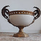 French Louis XVI Antique Style Ceramic Brass Centrepiece Compote Bowl Urn