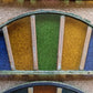 5x 19th Century Stained Glass Demi Lune Cast Iron Window Arch Panels