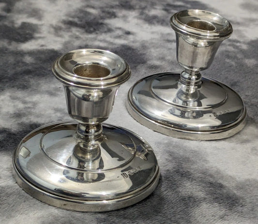 Pair of Silver Birmingham 1930s Dwarf Candlesticks Northern Goldsmiths Co Vintage