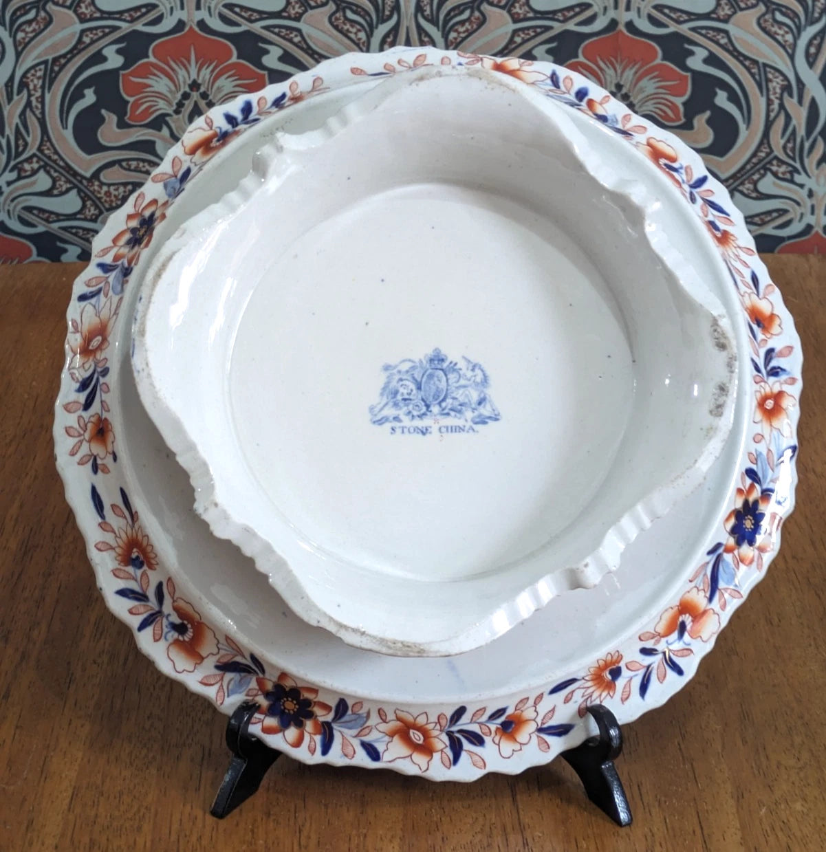 Georgian Hicks & Meigh Ironstone Pedestal Cake Stand Plate English Imari Antique