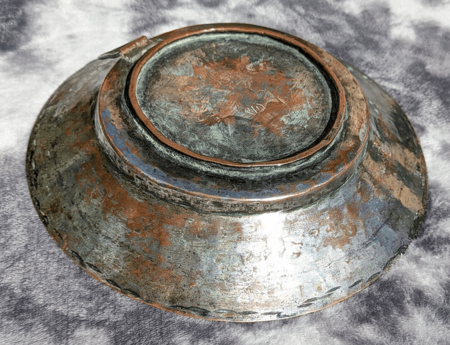 Antique Islamic Ottoman Tinned Copper Dish Engraved Calligraphy Script Animals - Tommy's Treasure