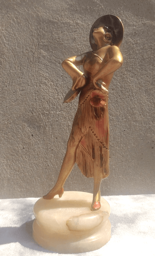 Josef Lorenzl Vintage Art Deco Patinated Spelter Spanish Dancer Figure - 26.5 cm - Tommy's Treasure
