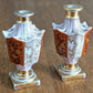 Small Pair French 19th Century Porcelain Bud Vases Scent Perfume Bottles Antique