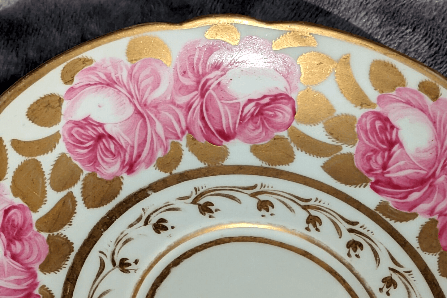 19th Century Paris Porcelain Antique Cup & Saucer Painted Gilt Billingsley Rose - Tommy's Treasure