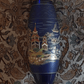 Bohemian Czech Enamelled Japanese Pagoda Gilt Cobalt Blue Glass Vase 32cm - Tommy's Treasure