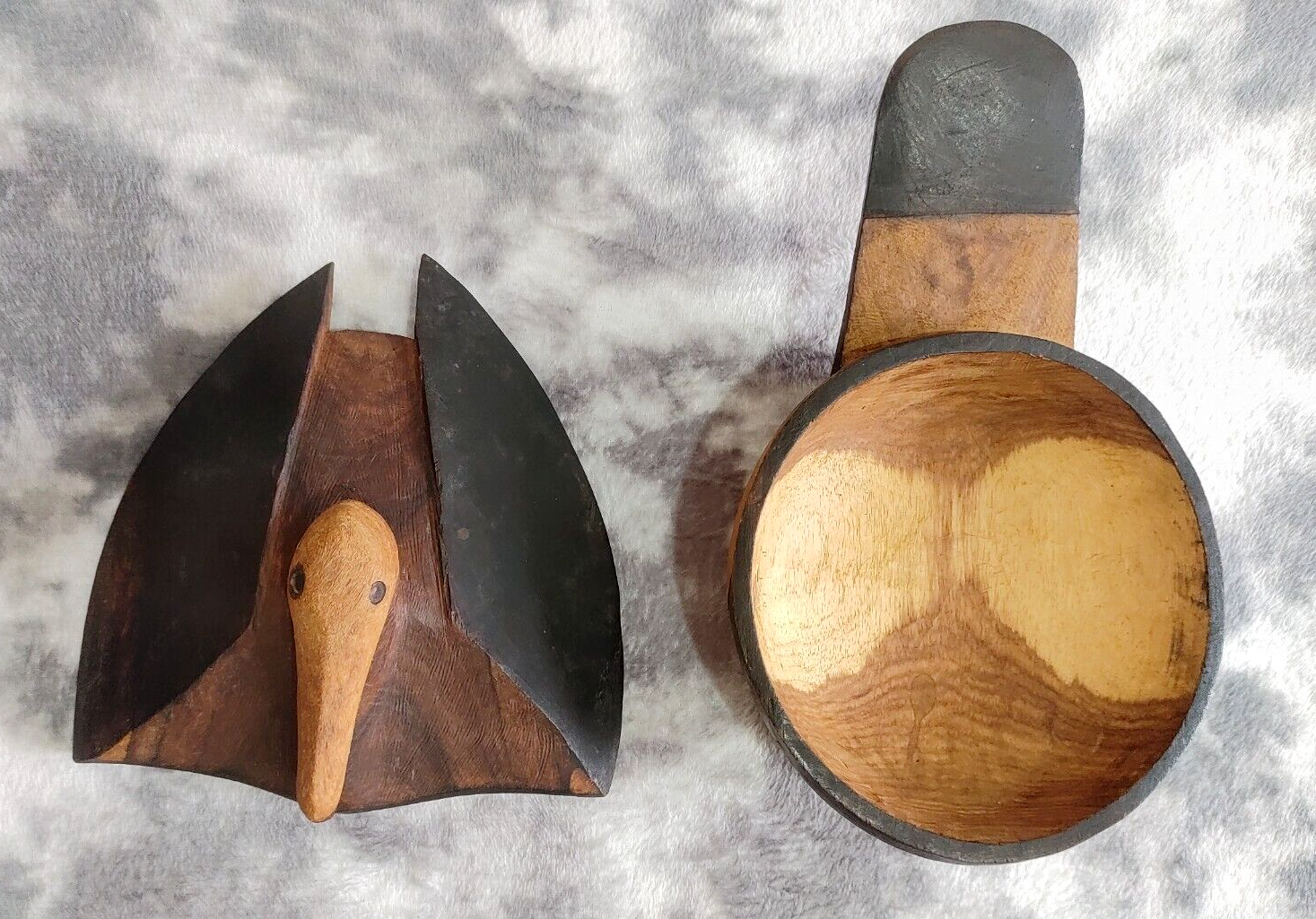 African Tribal Rotse Lozi Zambia Zoomorphic Duck Bowl Container Wood Carving