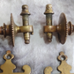 Pair of Antique Gothic Revival Brass Barley Twist Piano Candle Holder Wall Sconces