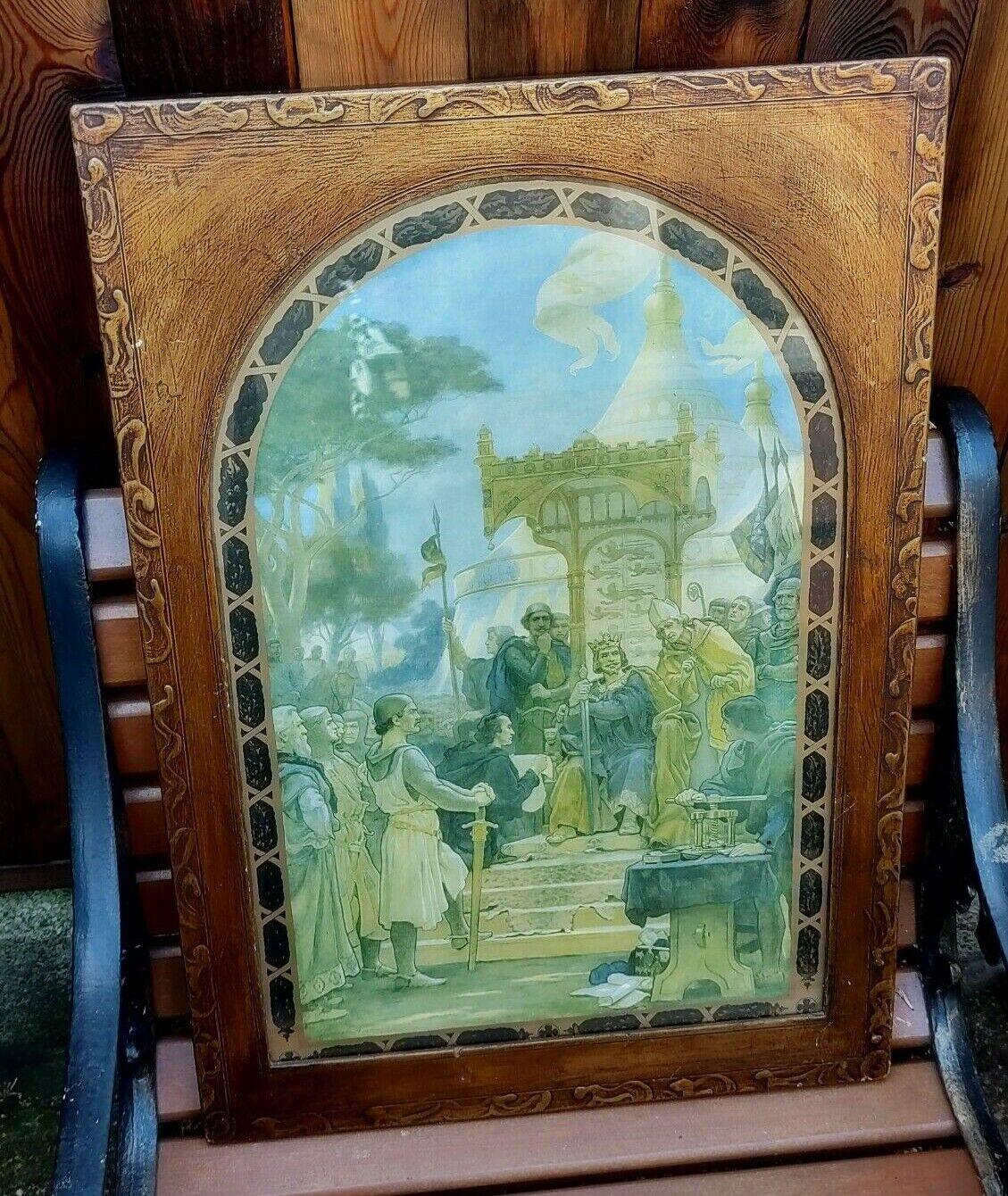 Vintage Framed Print of King John Granting the Magna Carta by Ernest Normand - Tommy's Treasure